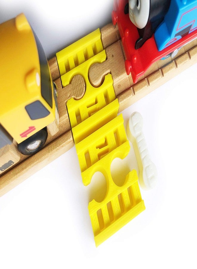 TrainLab Female-Female Track Connector for Wooden Railway Train Tracks. Includes a Glow-in-The-Dark Dog Bone! (Yellow) - Image 1